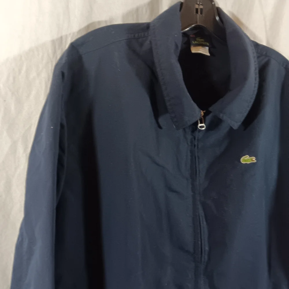 Lacoste Mens L/XL 56/6 Jacket Navy Blue Nylon Zippered Preppy